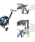 Portable Belt Sander And Abrasive Grinder On Rolling Frame For Rust Removal And Wood Projects Features Killer 4000W Motor and simple handle controls.