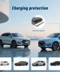 Heavy Duty Magnetic EV Charger Port Cover Waterproof Seal For Steel Electric Vehicles shown on two SUVs with steel bodies.