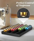 Easy-Access Drawer Style Coffee Pod Organizer For Countertop Fits Nespresso Vertuo Capsules on kitchen counter