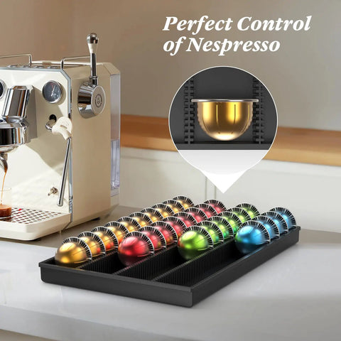 Easy-Access Drawer Style Coffee Pod Organizer For Countertop Fits Nespresso Vertuo Capsules on kitchen counter