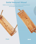 Front and back view of elm wood seat of Heavy Duty Wooden Tree Swing For Adults And Kids, 500 Lb Load Capacity, 118 Inch Adjustable Hemp Rope Straps