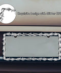 Edgy Barbed Wire Design License Plate Frame With Screws, silver chain link style, tough plastic universal fit on car bumper.