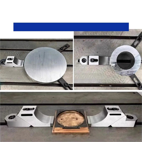 Premium Heavy Duty Side Clamp Vise For CNC Milling, showing aluminum alloy design with circular workpiece holder.