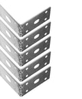 Stacked heavy duty corner shelf brackets set 5 pack 90 degree iron L brackets for DIY shelving and office use sturdy metal