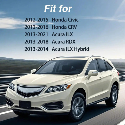 Honda CRV and Acura RDX on a road, showcasing compatibility with Boss Tier Battery Current And Voltage Sensor With Wiring Harness Exact Swap For Honda Civic CRV Acura RDX ILX Replaces 38920 TR0 A01 A02.