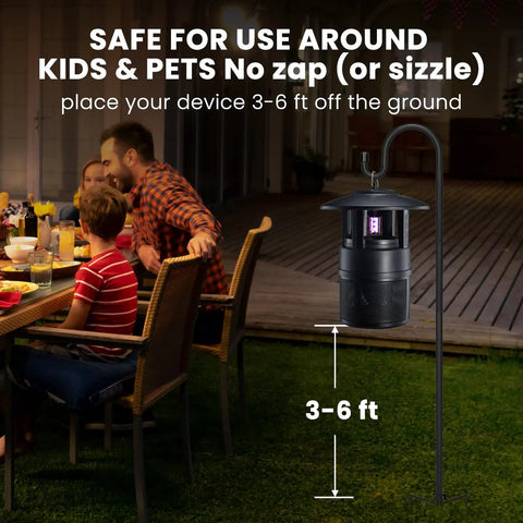 Outdoor Mosquito Trap With Lighting And Sleep Timer That Attracts Mosquitoes Flies Moths Gnats Wasps Beetles And No See Ums Indoor Or Outdoor Bug Zapper With 395nm UV Light For Fast Quiet Hassle Free Catch shown on patio