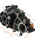 Hella Powerful DC Brushless Electric Motor With Differential Gearbox Transmission And Pro Speed Controller for Go Kart features detailed measurements.