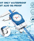 Pro Grade Digital Dial Calipers 6 Inch 150mm IP67 Waterproof With OLED Readout And Dual Display in a splash of water