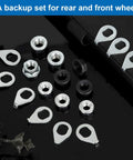 Heavy Duty Bike Wheel Axle Nut And Hub Safety Washer Kit 18 Piece M8 M9.5 M10 Flanged Nuts And Washers on black surface
