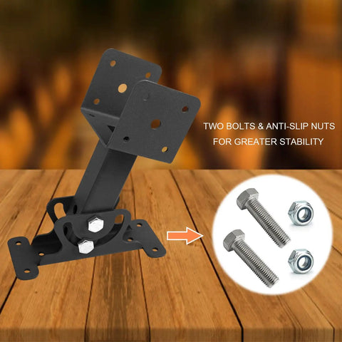 Adjustable Roof Riser Brackets Kit for Pergola Beams and Three And A Half Inch Wood Posts Beefy Heavy Duty Black Mount Brackets 3 Piece Set For Easy Vertical Or Horizontal Installation And Sturdy Outdoor Support