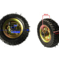 Six Inch Pneumatic Rubber Caster Wheels Heavy Duty Silent Pump Cart Tires with gold rim and tread design, 150mm diameter.