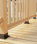 4x4 Post Base Support Kit 4 Pack Plastic Brackets for Outdoor Wood Fence, Black Powder Coated, Durable, Weatherproof and Rust Resistant