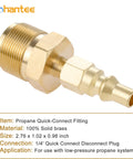 Brass Propane Quick Connect Fitting For RV And Camper Grills, 1 Quarter Inch Disconnect Plug Kit With 1lb Bottle Tank Thread