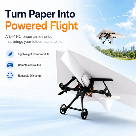 DIY Paper Airplane RC Kit For Grownups Build A Motorized Remote Control Paper Plane With Propeller Easy To Fly Electric Flying Module