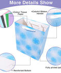 Party Ready 12 Pack Gift Bags Assorted Sizes With Tissue Paper Bulk Set blue bag with floral print, ribbon handle, color tissue paper