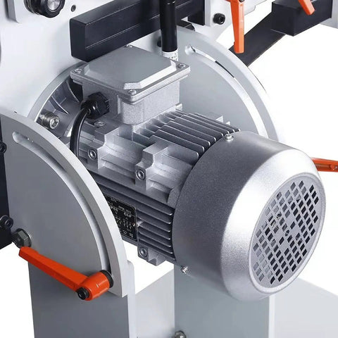 Close-up of 1500W copper motor for Shop Ready Variable Speed Belt Sander Grinder with polished finish, showcasing inverter speed control.