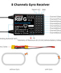Ultra Fast 2.4GHz Gyro Receiver With Voltage Telemetry Waterproof RX diagram showing wiring and gyro functionality.