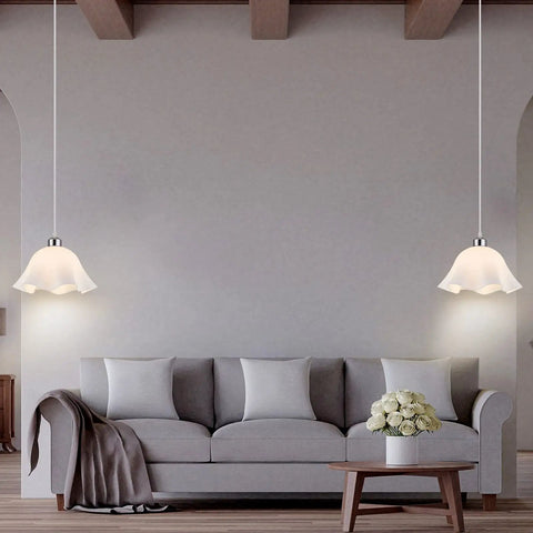 Living room with Two Pack Plug In Pendant Lights With A 15 Foot Cord Frosted White Shade On Off Switch No Hard Wiring Easy Ceiling Lighting