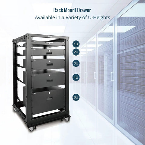 Built Strong 1U Rack Drawer For 19 Inch Server Cabinets Glides Open Easy With Reliable Drop Down Lock Heavy Gauge Cold Rolled Steel Holds Firm Up To 44 Pounds Includes Smart Cable Routing For No Fuss Setup Organization