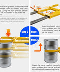Step-by-step guide for Heavy Duty Dmc Drum Grabber With 1500 Lbs Capacity Single Fork Mounted Design and Hinged Folding Arms.