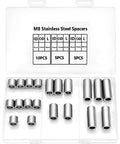 Beefy Stainless Steel Spacer Bushing Kit All In One 3 Size Set M8 Unthreaded Spacer Sleeves 8x12x10mm 8x12x20mm 8x12x30mm In Handy Storage Box For Auto Truck Marine And CNC Projects, open storage box with M8 stainless steel spacers