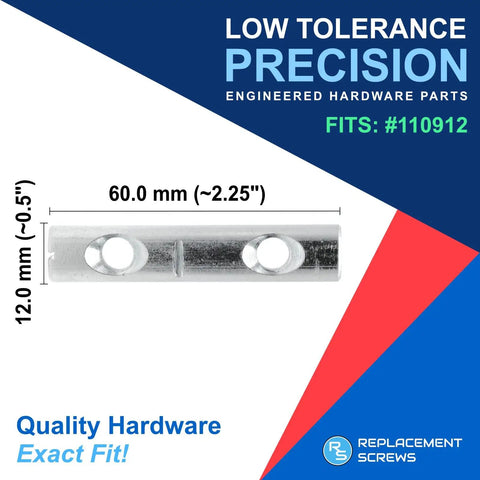 Replacement Cross Dowel Barrel Nut for Table Leg Connectors Compatible With Part 110912 displayed with dimensions and fit details.