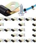 Heavy Duty Stainless Steel Cable Clamps Kit Quarter Inch Rubber Coated Clips With Self Tapping Screws Pro Grade Conduit Holders