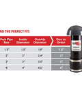 Clamp On 3 Inch Vent Stack Filter With Activated Charcoal Black ABS Mushroom Cap size chart and product image