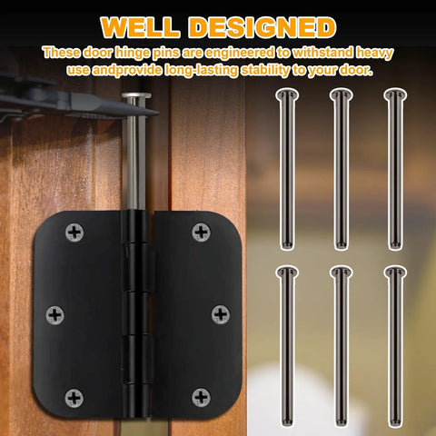Six 3.5 Inch Indoor Door Hinge Pins Replacement Set For Interior Doors Heavy Duty Steel Black Finish Compatible With Oil Rubbed Bronze Hinges Great For Quick Repairs In Homes And Offices Works Like A Champ Easy To Install Long Lasting.
