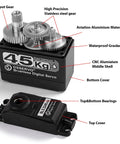 45Kg Brushless RC Servo With Metal Gear High Torque For 1/10 Scale Crawlers Like TRX4 TRX6 SCX10 III Upgrade Parts 270 Degree Travel IP67 Waterproof Design showing internal metal gears