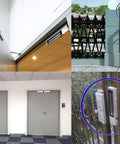 Waterproof Heavy Duty Magnetic Door Lock for Outdoor Gates with ZL Bracket and 1200 lbs holding force, mounted on doors.