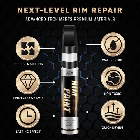 Matte Black Rim Touch Up Paint Pen For Wheels And Metal Quick And Easy Curb Rash Repair Universal Color Match For Flat Black Finish