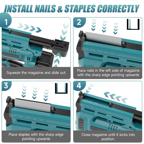 Installation guide for Cordless 18 Gauge Brad Nailer And Staple Gun Bundle With Battery And 1000 Piece Fastener Kit.