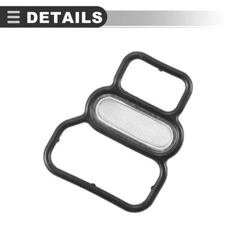 Close-up of VTEC Solenoid Gasket Spool Valve Kit With Filter Screen For Honda Civic 2001 To 2005 Rubber Metal replacement piece