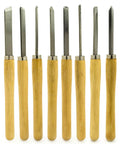8 Piece Wood Turning Chisel Set For Lathes Including Skew Spear Point Parting Tool Round Nose And Three Gouge Tools