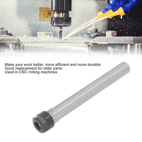 Heavy Duty ER16A Collet Chuck Holder With Straight Shank Designed For CNC Milling And Lathe Work Featuring Durable Manganese Steel Construction Plus Included Wrench For Easy Novice Use, shown in CNC milling process.