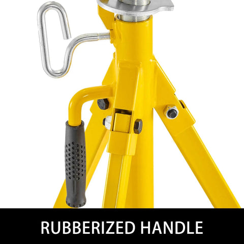 Heavy Duty Adjustable Pipe Stand With Roller Head Support, Foldable Steel Trailer Jack For 2500 Lb Load Capacity, Built Tough Workhorse Ready For Any Auto Shop Project Without Breaking A Sweat On Setup