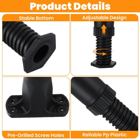 Built Tough As Nails Adjustable Bed Support Legs Six Pack Heavy Duty Telescopic Center Stands with adjustable design and stable base.