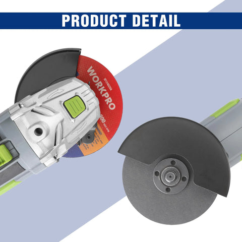Angled view: WORKPRO 20-pack cut-off wheels for angle grinder; red discs for metal cutting, 4-1/2 x 7/8 in.