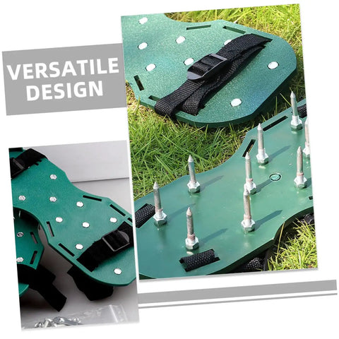 Sixteen Piece Durable Lawn Aerator Shoes With Boss Grade Spike Straps for garden aeration on grass surface