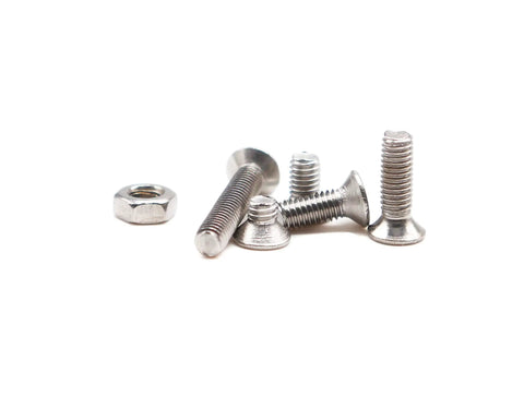 Badass Grade M3 Countersunk Flat Head Phillips Machine Screw And M3 Hex Nut Assortment Kit Crafted From 304 Stainless Steel on white background.