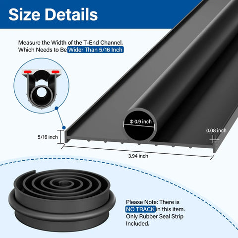 Garage Door Weather Stripping Kit With U And O Ring Seals, Bottom Rubber Seal Replacement, Five Sixteenth Inch T Ends, 3.94 Inch Wide, 10 Feet Long, Black Weatherproof Threshold Buffer For No More Drafts And Weatherproofing.