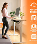 Woman standing on Ultra Thick 1 Inch Anti Fatigue Kitchen Mat 20 By 39 Inches Non Slip Waterproof Floor Mat in home office