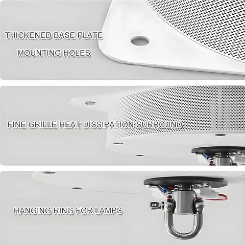 Heavy Duty Electric Hoist Lifter For Chandeliers With 6M Height And Dual Control Modes For Easy Lamp Maintenance Or Cleaning Remote Operation Included close-up of thickened base plate, heat dissipation grill and lamp hanging ring.