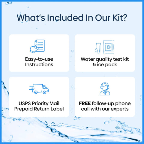 What's included in No Sweat Home Water Test Kit That Screens 118 Contaminants Like Heavy Metals Lead And Nitrates.
