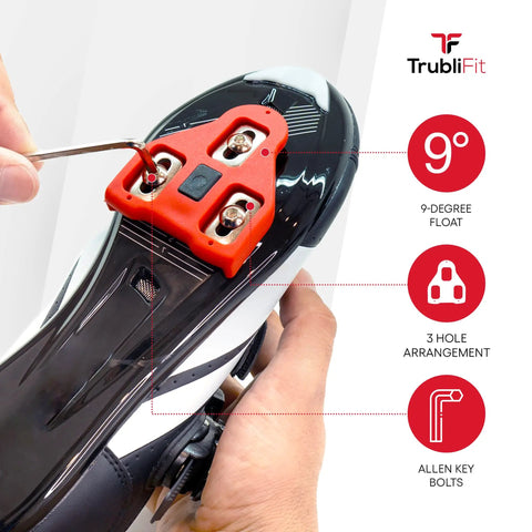 Replacement Bike Cleats For Cycling Shoes Compatible With Look Delta And Peloton, 9 Degree Float, Allen Key Bolts Included