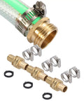 3/4 Inch Garden Hose Repair Connector Set, Brass Fittings For 3/4 Or 5/8 Inch Hoses, Leak Proof Threaded Joint, Includes Washers and Clamps