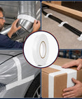 White Cloth Duct Tape Half Inch By 60 Yards No Hassle Peel Residue Free Grip Heavy Duty Rubber Adhesive used for securing cables and boxes.