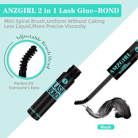 Bond And Seal 2 In 1 Lash Glue For Cluster Lashes Long Lasting Up To 72 Hours Black Adhesive With Spiral Brush Wand 10ml