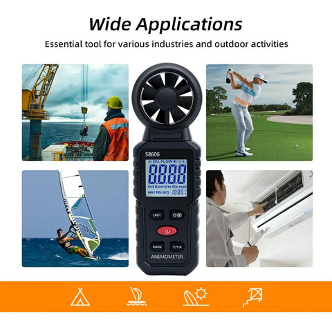 3 In 1 Handheld Wind Meter With Backlight, Ultra Accurate Wind Speed And Temperature Readouts With Beaufort Scale, Perfect For HVAC Pros, Sailing, Fishing, Outdoor Adventures, And Indoor Or Outdoor Use, black handheld anemometer